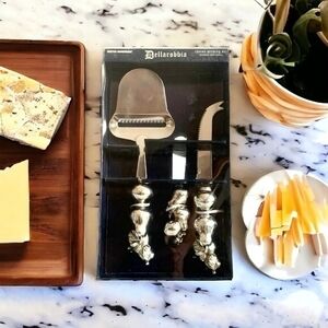 Vintage BOSTON WAREHOUSE Dellarobbia Cheese Knife Set 3pc Stainless Steel NIB